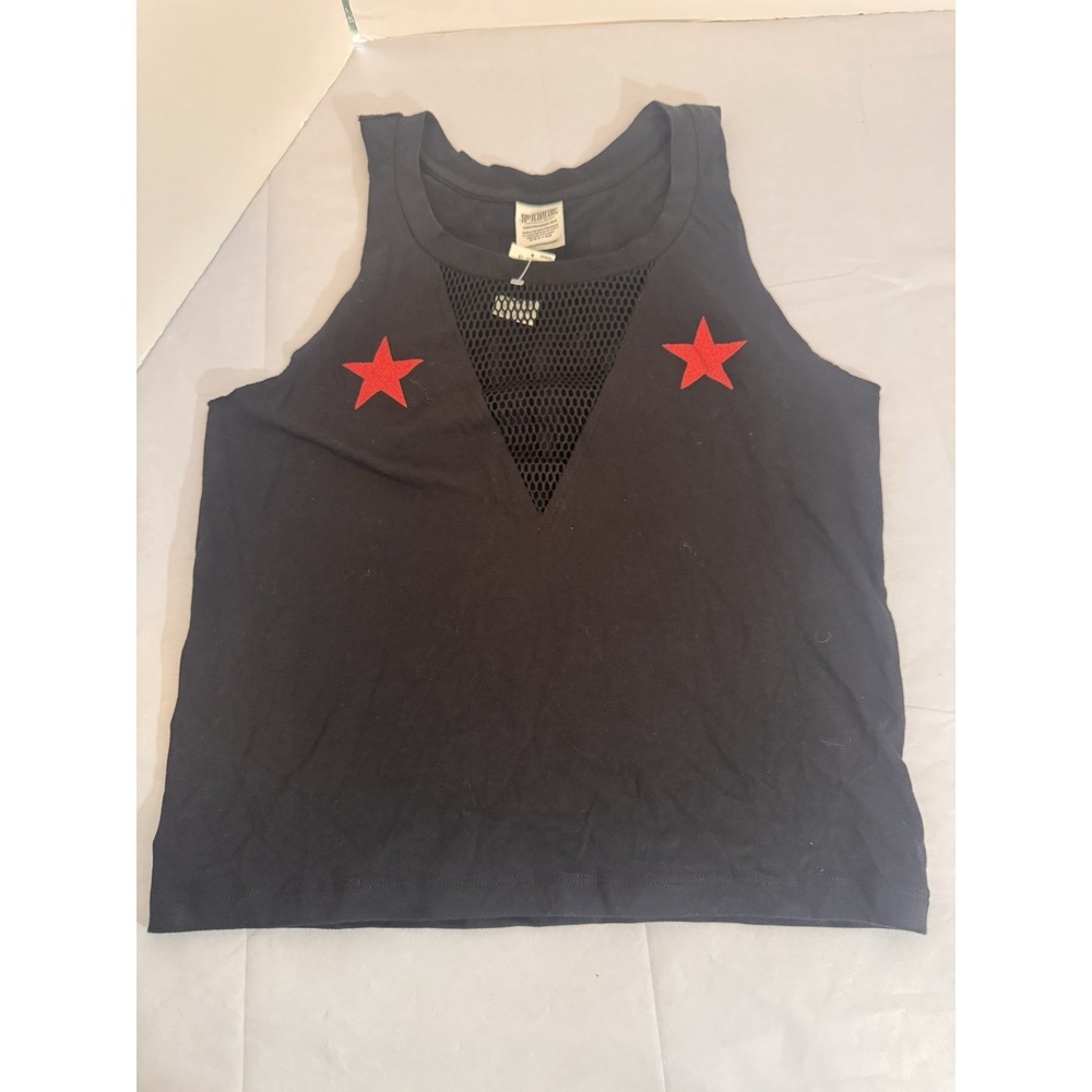 NWT PINK Victoria's Secret Red White & Lit Mesh V-Neck‎ Tank Top XS AMERICA RARE
